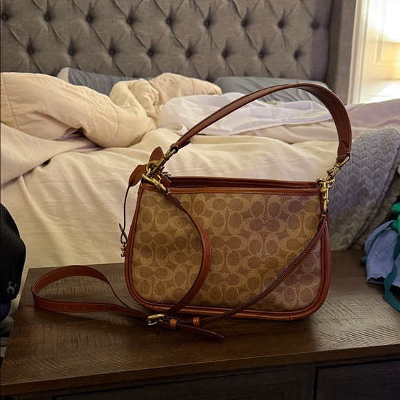 Coach Tan and Brown Signature Shoulder Bag - Picture 1 of 1